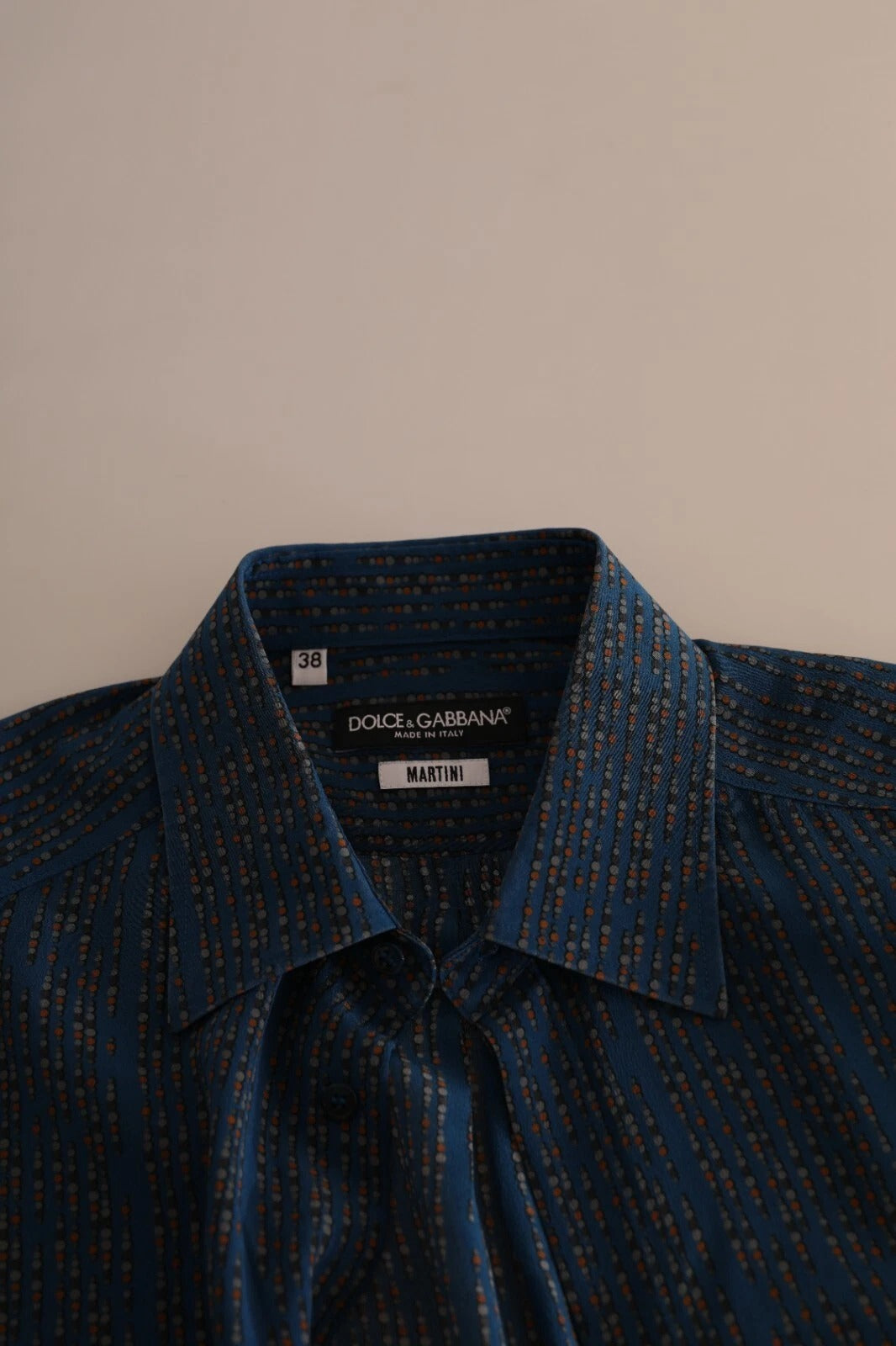Dolce & Gabbana Blue MARTINI silk shirt with long sleeves and slim fit